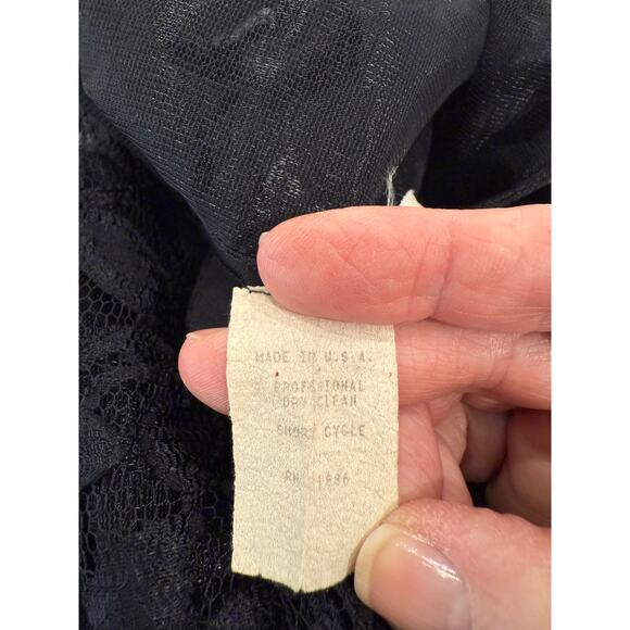 Vintage Ruched Evening Dress Womens 7/8 Black Beaded ILGWU Union 70s Formal Gown - Picture 11 of 13